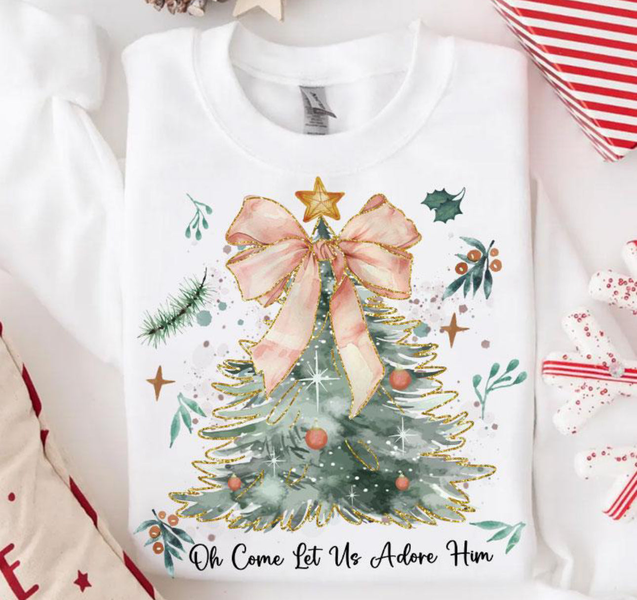 Oh Come Let Us Adore Him Tree Sweater